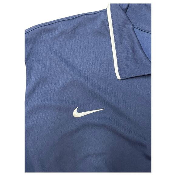Nike Shirt Mens XXL Blue Dri Fit Polo Short Sleeve Swoosh Logo Golf Athletic - Picture 3 of 12